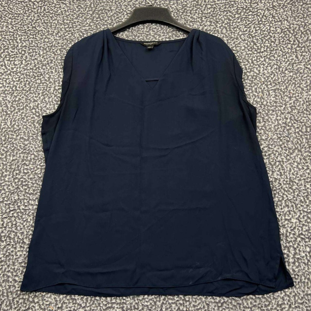 Banana Republic Womens Large Navy Blue V-Neck Sleeveless Blouse Tank Top